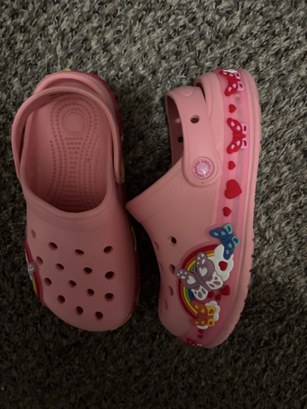 Pink Kids Clog Shoes with Butterfly Charms